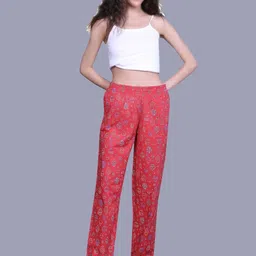 evolove Women Printed Cotton Mid Rise lounge Pants-image-16