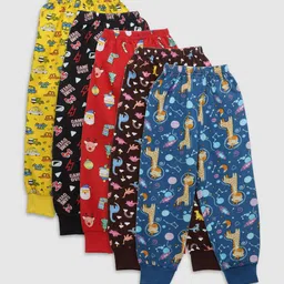 UZARUS Kids Pack Of 5 Printed Cotton Joggers-picture-33
