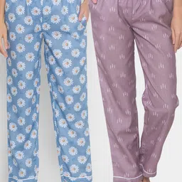 FashionRack Women Set of 2 Printed Cotton Lounge Pants-image-48