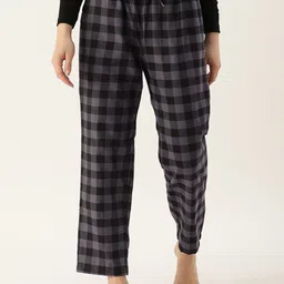 Kryptic Women Pure Cotton Checked Relaxed Fit Lounge Pant-picture-31