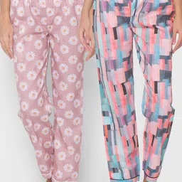 FashionRack Pack of 2 Women Printed Cotton Lounge Pants-image-59