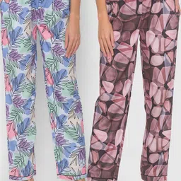 FashionRack Women Set of 2 Printed Cotton Lounge Pants-image-40