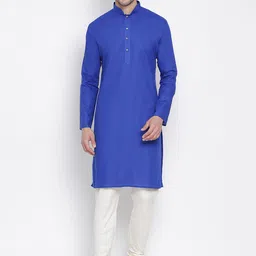 VASTRAMAY Men Blue Kurta with Pyjamas-picture-41