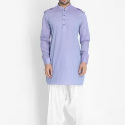 VASTRAMAY Men Blue Kurta with Pyjamas-image-77
