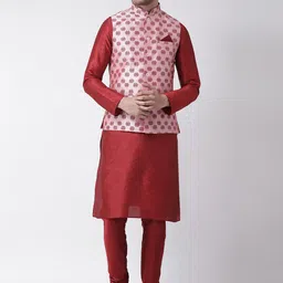DEYANN Ethnic Motifs Regular Kurta with Pyjamas & Nehru Jacket-picture-45