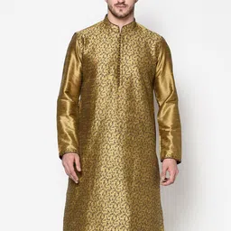DEYANN Men Brown Dupion Silk Kurta with Pyjamas-picture-47