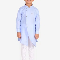 Pro-Ethic STYLE DEVELOPER Boys Blue Angrakha Kurta with Churidar-image-72