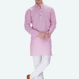RG DESIGNERS Men Pink Regular Kurta with Pyjamas-17