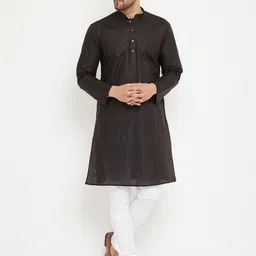 VASTRAMAY Men Black Kurta with Pyjamas-picture-47
