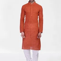 RG DESIGNERS Men Red Kurta Set With Pyjamas-image-91