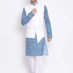 Hangup Men Printed Kurta with Pyjamas & Nehru Jacket-picture-6
