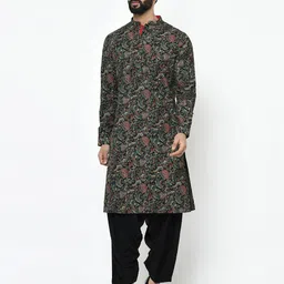 KISAH Men Black & Red Printed Kurta with Pyjamas-picture-17