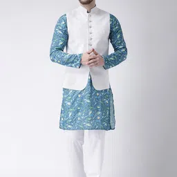 hangup plus Men Printed Kurta with Pyjamas & Nehru Jacket-picture-14