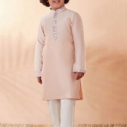 Manyavar Boys Pink Solid Kurta with Pyjamas and Nehru Jacket-image-38