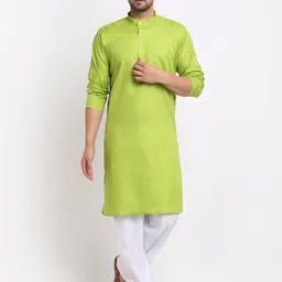 Benstoke Men Green Kurta with Pyjamas-picture-14