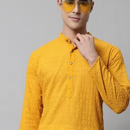 Jompers Men Mustard Yellow Regular Pure Cotton Kurta with Pyjamas-38