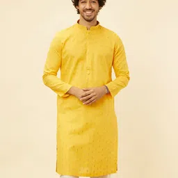 Manyavar Woven Design Mandarin Collar Zari Kurta with Pyjamas-image-55