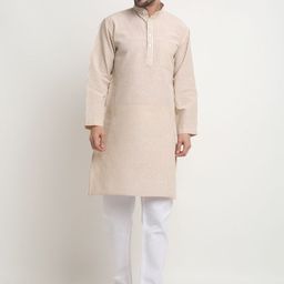 Arrabi Striped Mandarin Collar Regular Pure Cotton Kurta with Pyjamas-picture-15