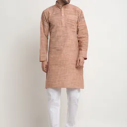 Arrabi Mandarin Collar Regular Pure Cotton Kurta with Pyjamas-picture-6