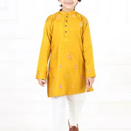 Kinder Kids Boys Embroidered Pure Cotton Kurta with Pyjamas-28