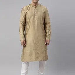TATTVA Men Beige Pure Cotton Kurta with Churidar-image-94