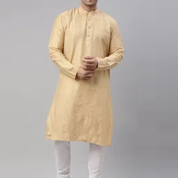 TATTVA Men Beige Pure Cotton Kurta with Pyjamas-picture-13
