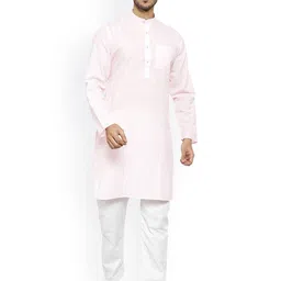 Pro-Ethic STYLE DEVELOPER Men Pink Pure Cotton Kurta with Pyjamas-picture-38