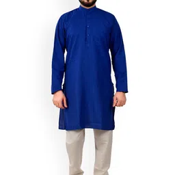 Pro-Ethic STYLE DEVELOPER Men Blue Pure Cotton Kurta with Pyjamas-image-8