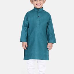 BownBee Boys Blue Pure Cotton Kurta with Pyjamas-16