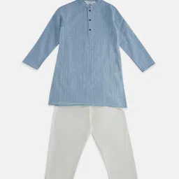 indus route by Pantaloons Boys Woven Design Mandarin Collar Pure Cotton Kurta with Pyjamas-image-21