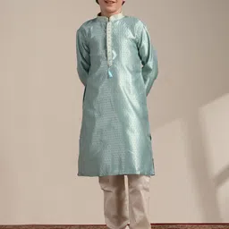Manyavar Boys Woven Design Mandarin Collar Kurta with Pyjamas-57