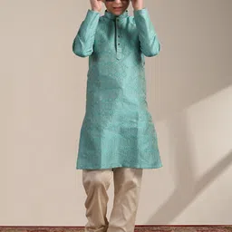 Manyavar Boys Ethnic Motifs Woven Design Regular Kurta With Pyjamas-15