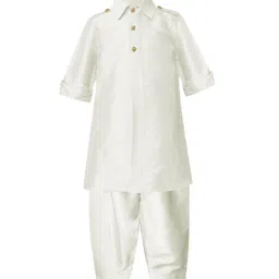 A T U N Boys Off White Regular Kurta with Pyjamas-3