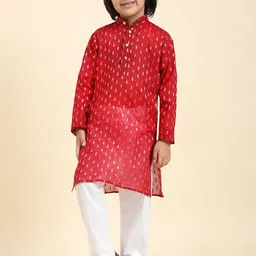 Pro-Ethic STYLE DEVELOPER Boys Ethnic Motifs Woven Design Straight Kurta With Pyjamas-image-76