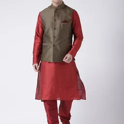 DEYANN Regular Kurta With Pyjamas & Nehru Jacket image 1