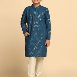 KISAH Boys Geometric Embroidered Sequinned Kurta with Pyjamas-15
