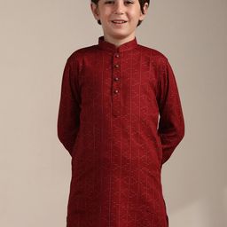 Manyavar Boys Geometric Printed  Mandarin Collar Regular Kurta with Pyjama-image-76