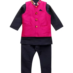 A T U N Boys Navy Blue Regular Kurta with Pyjamas-picture-12