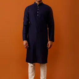 Streaks & Crosses Striped Regular Straight Kurta with Churidar-image-4