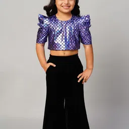 LIL DRAMA Girls Embellished Top with Palazzos-picture-30