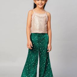 LIL DRAMA Girls Embellished Shoulder Straps Top with Palazzos-image-70