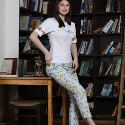 MAYSIXTY Floral Printed Pure Cotton T-shirt With Pyjamas-picture-13