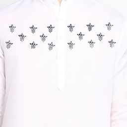 DEVOILER Men White Printed Kurta with Pyjama Set image 2