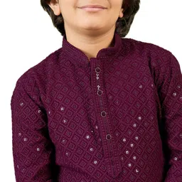 SG YUVRAJ Boys Embroidered Regular Sequinned Kurta with Pyjamas image 5