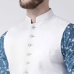 hangup plus Men Printed Kurta with Pyjamas & Nehru Jacket image 5