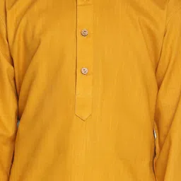 VASTRAMAY Boys Mustard & White Solid Regular Kurta With Pyjamas image 2