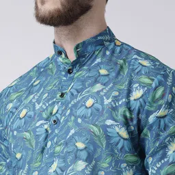 hangup plus Men Printed Kurta with Pyjamas & Nehru Jacket image 3