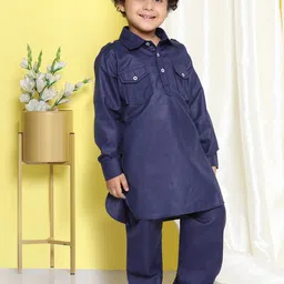 Aj DEZInES Boys Pathani Regular Kurta with Pyjamas image 3