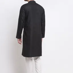Benstoke Men Black Solid Kurta with Pyjamas image 5