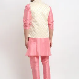 Kaifoo Men Multicoloured Embroidered Kurta with Churidar & Nehru Jacket image 2